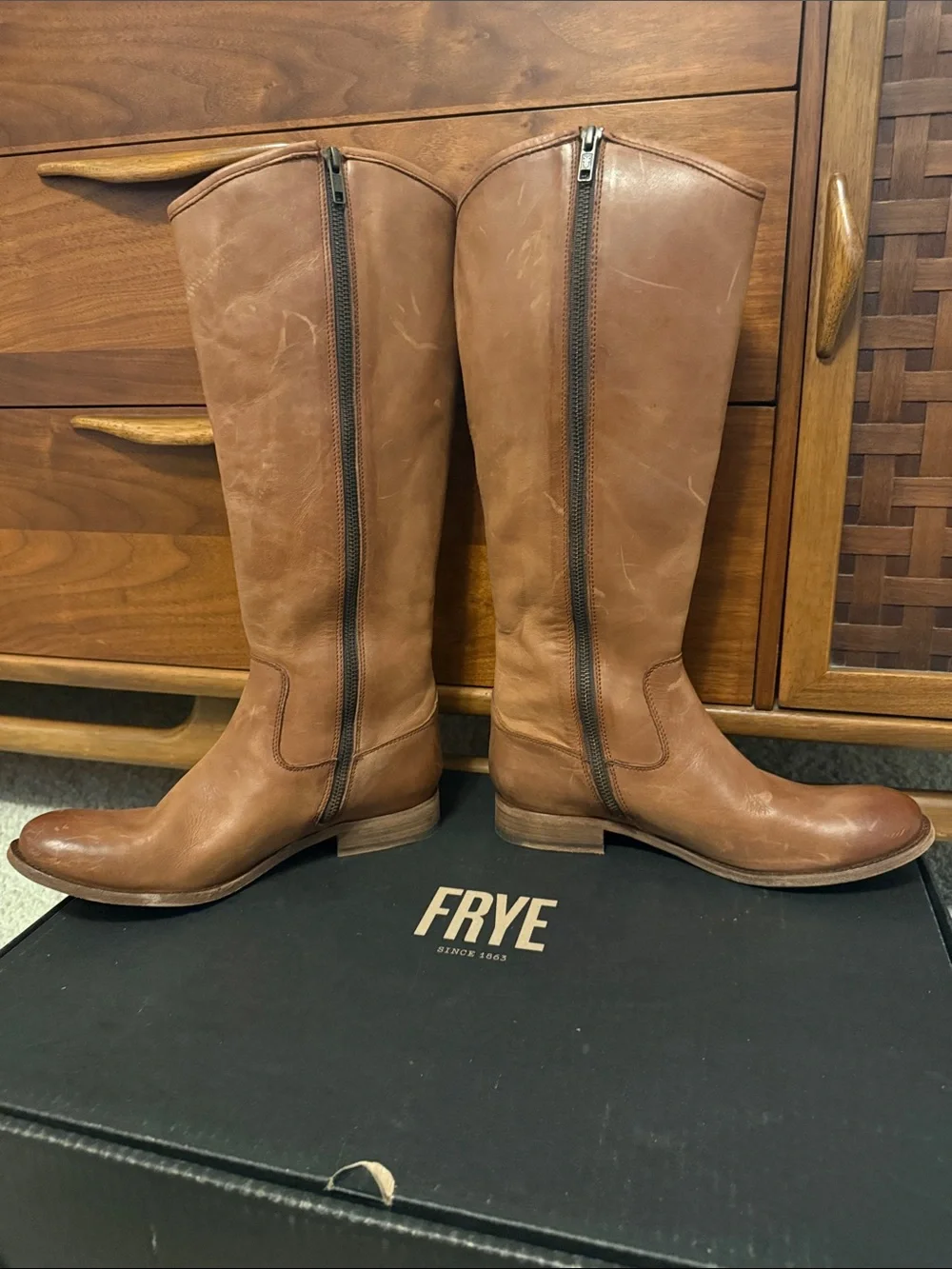 Classic Tall Brown Leather Riding Boots